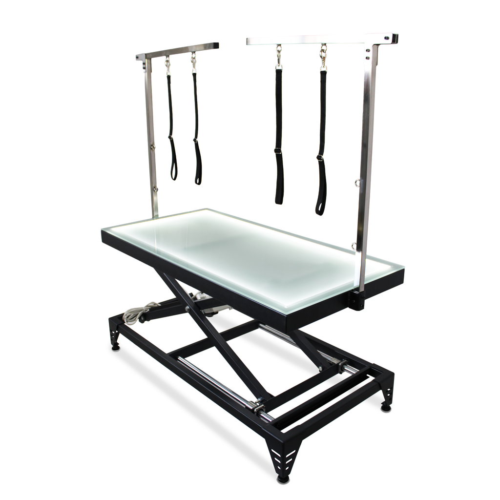 Vetium Medical lineer camlı tıraş masasının yan görünümü