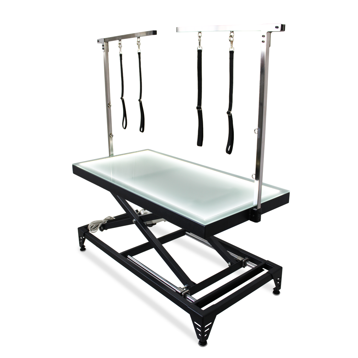 Vetium Medical lineer camlı tıraş masasının yan görünümü